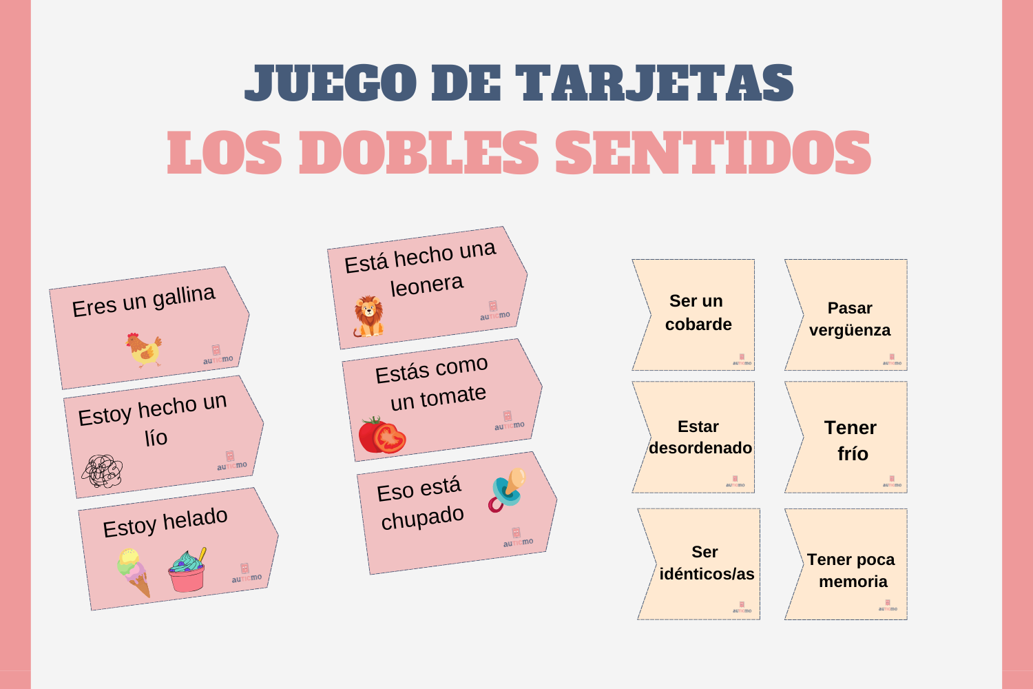 tarjetas de dobles sentidos, recursos tea, recursos autismo, recursos autismo gratis